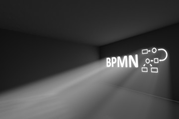 BPMN rays volume light concept 3d illustration - obrazy, fototapety, plakaty