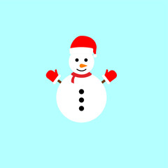 Snowman icon set on blue background vector illustration flat design - Vector