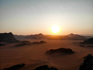 Wadi Rum desert sunset in Autumn