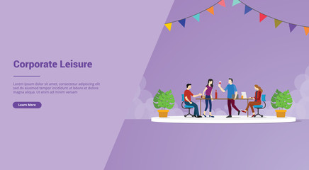 corporate leisure or company party success for website template or landing homepage - vector