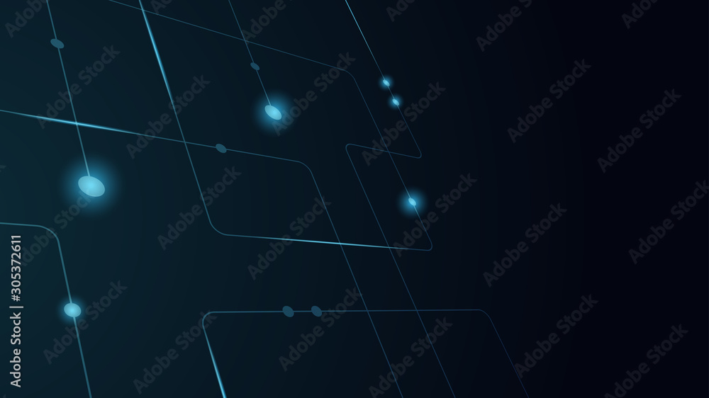 Poster Abstract geometric Circuit connect lines and dots.Simple technology graphic background.Illustration Vector design Network technology and Connection concept.