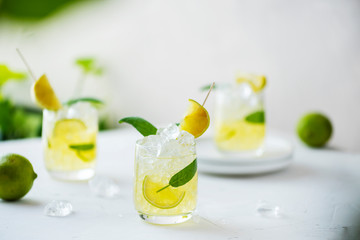 Summer cocktail with sage and lime