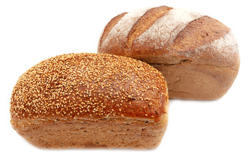 Fresh rosy bread isolated on a white background