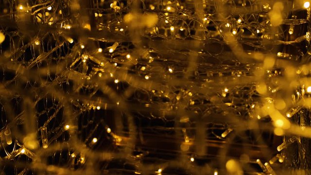 Crane shot of beautiful christmas lights at night