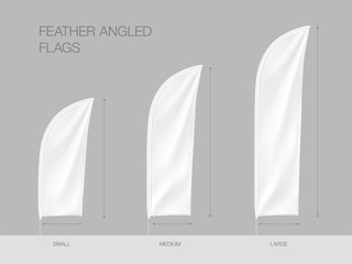 Empty feather banner flag mockup. Vector illustration on white background. Ready for your design. EPS10.	