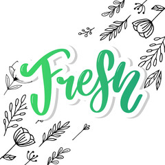 vector collection of bright stickers, emblems logo and labels for lemon and orange fresh citrus juice with lettering composition