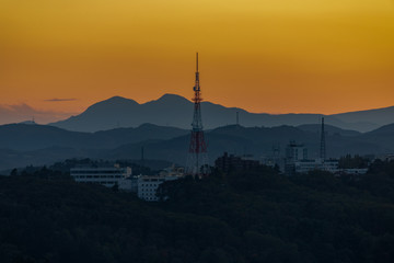 View of Sendai just before Sunset
