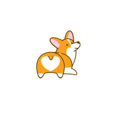 cute corgi dog logo icon design vector illustration