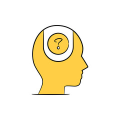 human head with question mark yellow hand drawn