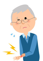 シニア男性　手　痛み