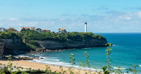 Naklejka premium Biarritz Lighthouse on the cliff, Pays Basque, France