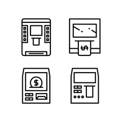 ATM, money machine icons set line design