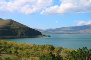 Fototapeta na wymiar Lake Sevan, the second largest freshwater lake in the world, Armenia