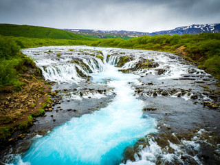 Obraz na płótnie Canvas Blue Bruarfoss waterfalls in iceland