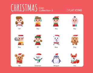 Flat Icons Style. Christmas Avatar for web design, ui, ux, mobile web, ads, magazine, book, poster.