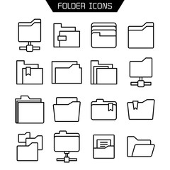 folder and archive icons set line vector
