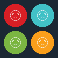 Very Useful Emoticon Line Icon On Four Color Round Options.