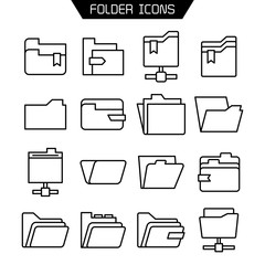 folder and archive icons set line vector
