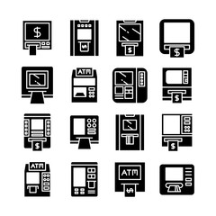 ATM, automatic teller machine, money machine icons
