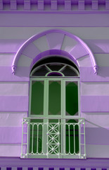 Medieval balcony of differente colors