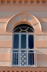 Medieval balcony of differente colors