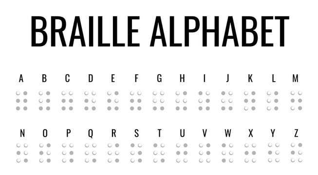 Braille alphabet. Paper style ABC for blind people vector banner. Simple element illustration white paper 3d style concept