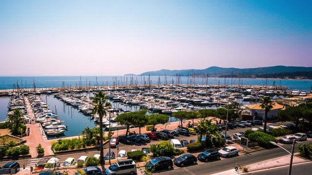 Old port of Hyeres, provence, France time lapse