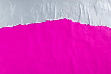 Purple and silver grey crumpled, torn and peeling gloss paper posters texture background. Can be...