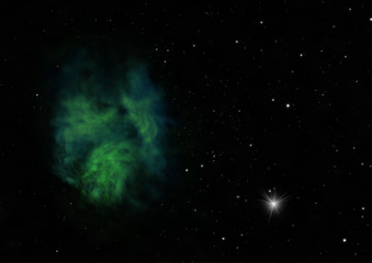 Star field in space and a nebulae. 3D rendering