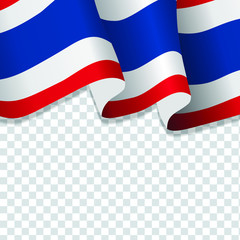 Waving flag of Thailand. illustration of wavy Thailand Flag for National Day. Thailand Flag Flowing. Thailand flag on transparent background 