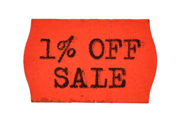 1 % OFF Sale red price tag sticker isolated