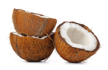 close up of a coconut craked into pieces
