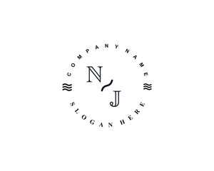 Initial NJ vintage logo template	