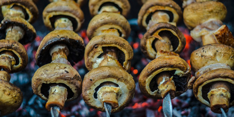 грибы,мангал, приготовить, на углях, гриль.