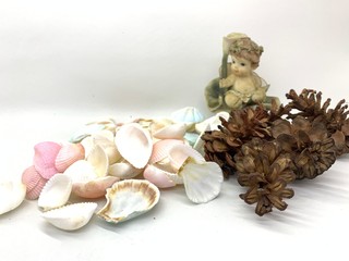Angel coral holiday decoration on white background