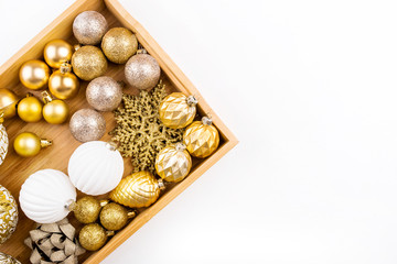 Collection of Christmas decorations isolated on white background.