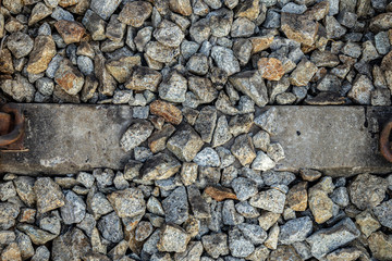 The pattern of the stone on the railroad