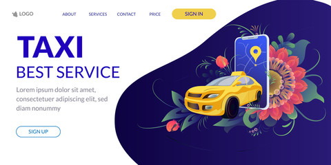 Web page design template for project delivery, transport, taxi. Modern vector illustration concepts.