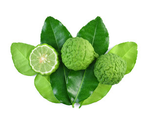 Top view of Bergamot fruit isolated on the white background.