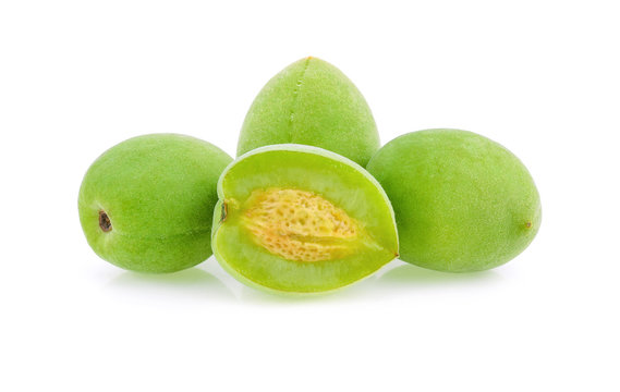 Green Plum Isolated On White Background