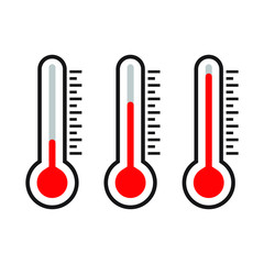 Thermometer icon, red thermometer, isolated vector illustration