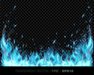 Vector transparent realistic fire flames with sparks  © JL-art