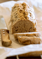 Homemade multigrain loaf of bread