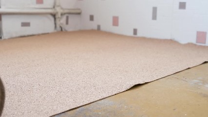 unroll Natural Cork roll on the floor. basis for a Laminate