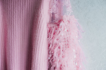 Warm wool fashionable sweater, fashion concept, warm cloth on a cold weather