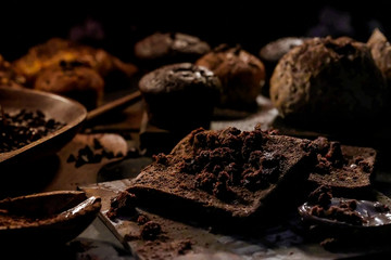 Many types of bakery made from chocolate