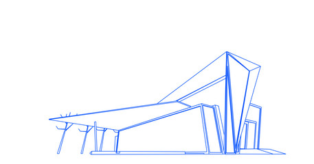 Modern architecture wireframe. Concept of urban wireframe. Wireframe building 3D illustration of architecture