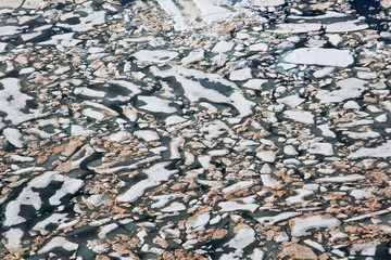 Aerial view of frozen Arctic Ocean