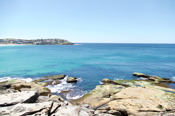 Bondi Beach in Sydney, Australia. Idyllic beach in the eastern suburbs of Sydney.