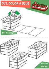 Cut, color and glue - Christmas cake